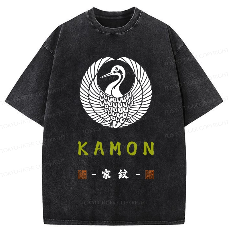 Tokyo-Tiger Crane Family Crest Washed T-Shirt