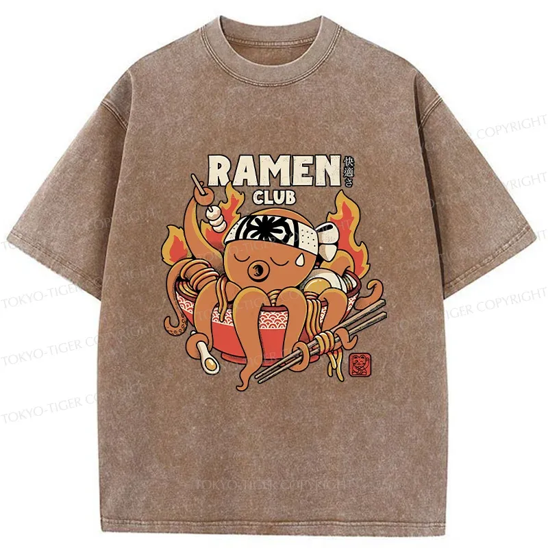 Tokyo-Tiger Octopus Ramen Washed T-Shirt