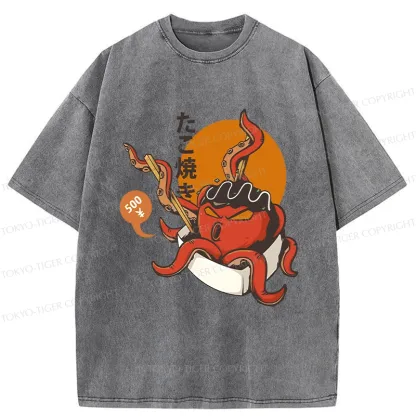 Tokyo-Tiger Yummy Takoyaki Washed T-Shirt
