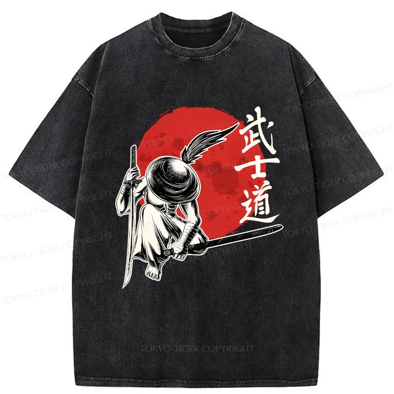 Tokyo-Tiger Bushido Samurai Washed T-Shirt Sale