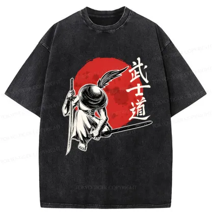 Tokyo-Tiger Bushido Samurai Washed T-Shirt
