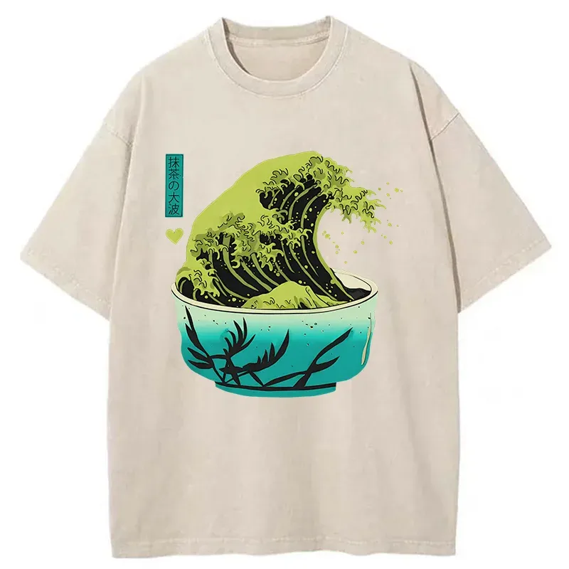 Tokyo-Tiger Matcha Wave Washed T-Shirt