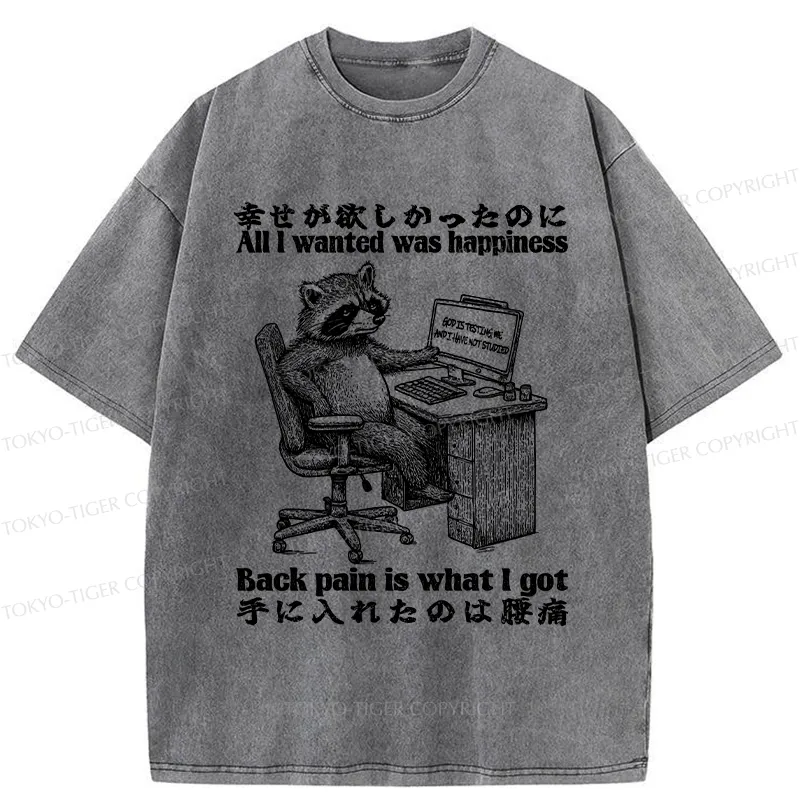 Tokyo-Tiger All I Wanted Was Happiness Washed T-Shirt