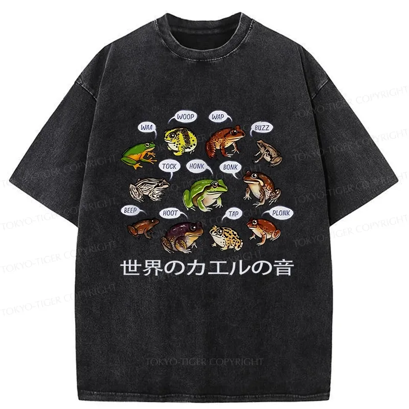 Tokyo-Tiger Frog Sounds From Around The World Washed T-Shirt