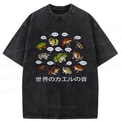 Tokyo-Tiger Frog Sounds From Around The World Washed T-Shirt
