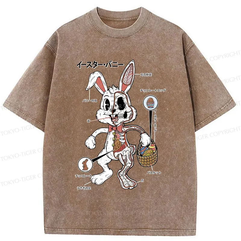 Tokyo-Tiger Easter Bunny Anatomy Washed T-Shirt