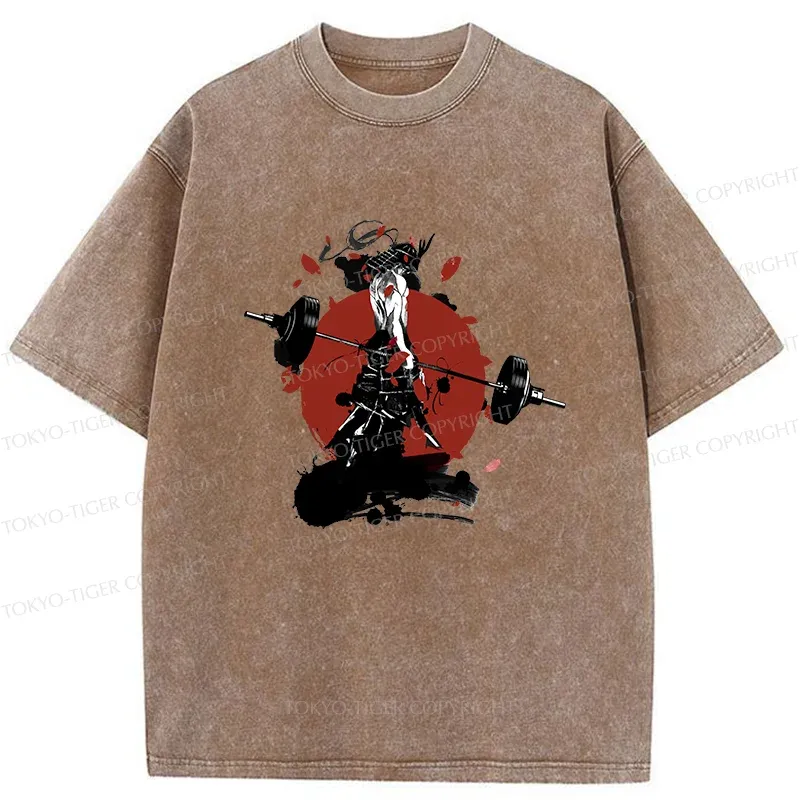 Tokyo-Tiger Samurai Fitness Washed T-Shirt