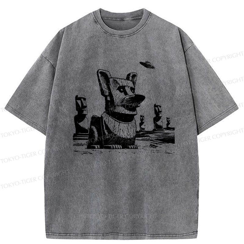 Tokyo-Tiger Funny Corgi Washed T-Shirt