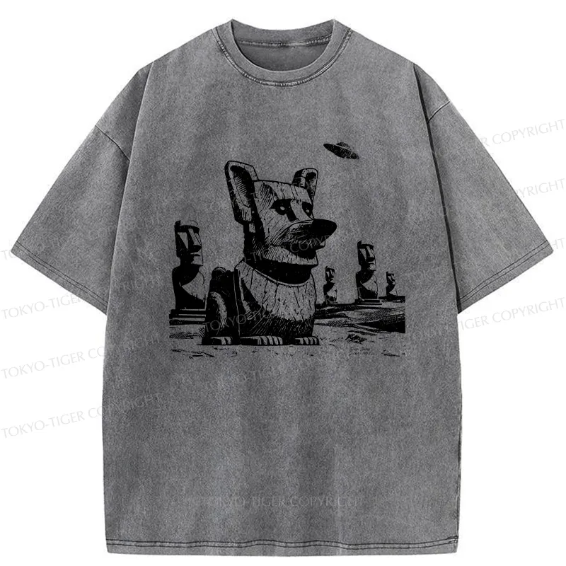 Tokyo-Tiger Funny Corgi Washed T-Shirt