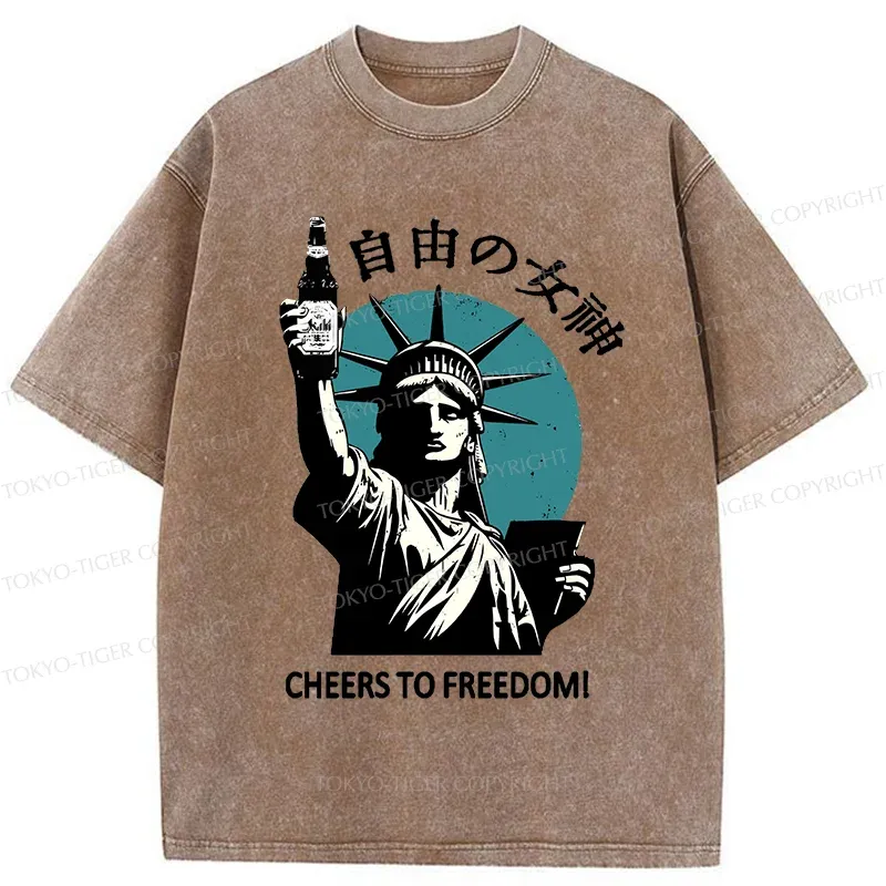 Tokyo-Tiger Statue Of Japanese Beer Washed T-Shirt