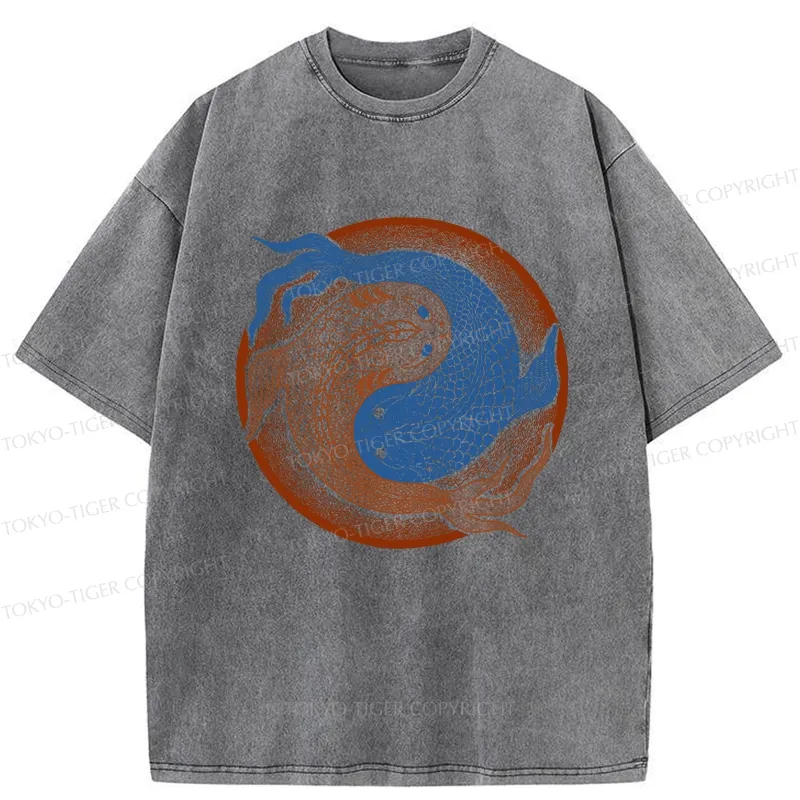 Tokyo-Tiger Yin Yang Fish Washed T-Shirt