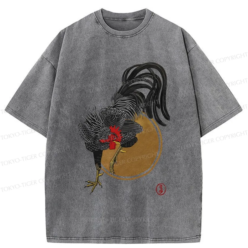 Tokyo-Tiger Strutting Rooster Washed T-Shirt