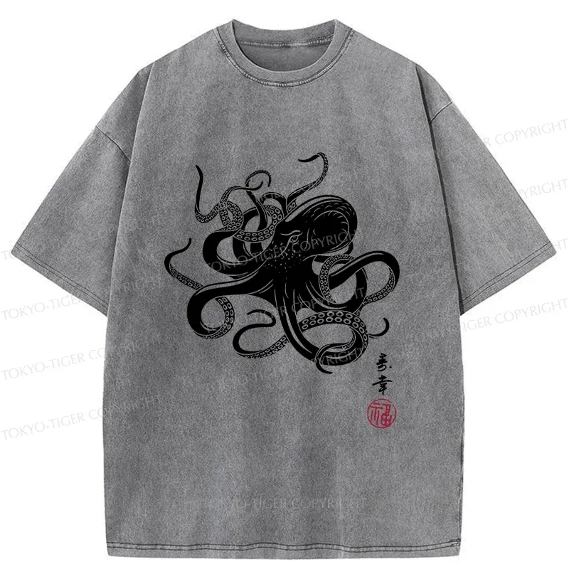 Tokyo-Tiger Vintage Octopus Washed T-Shirt