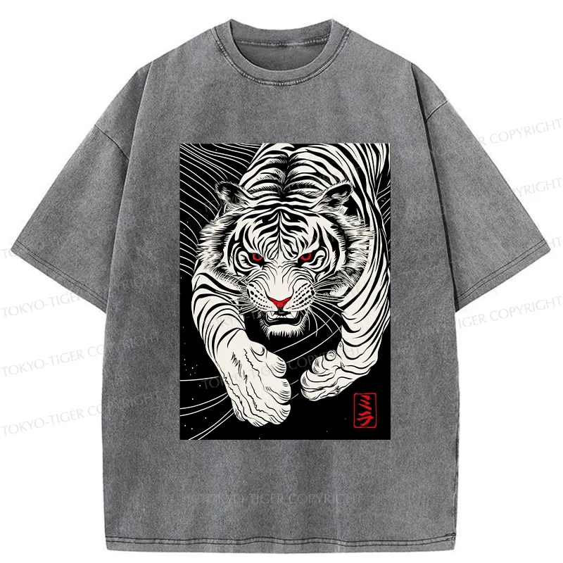 Tokyo-Tiger Japanese Ferocious Tiger Washed T-Shirt