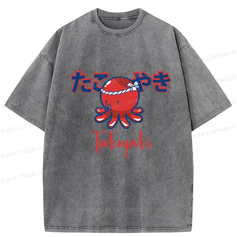 Tokyo-Tiger Japanese Traditional Takoyaki Washed T-Shirt