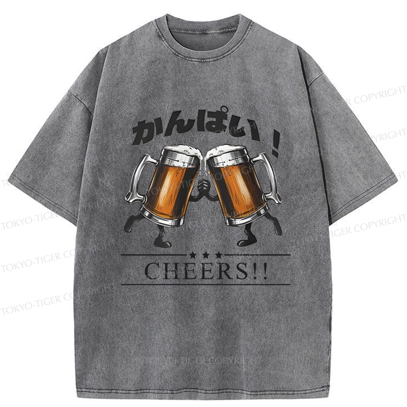 Tokyo-Tiger Cheers Japanese Beer Washed T-Shirt