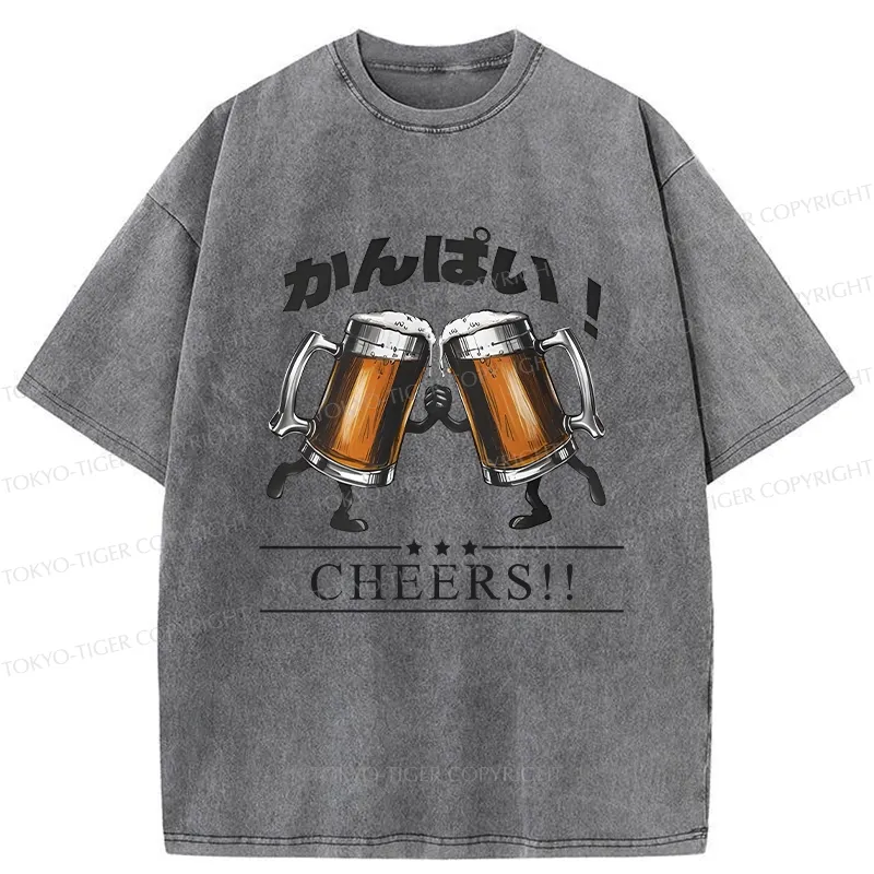 Tokyo-Tiger Cheers Japanese Beer Washed T-Shirt