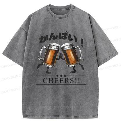 Tokyo-Tiger Cheers Japanese Beer Washed T-Shirt