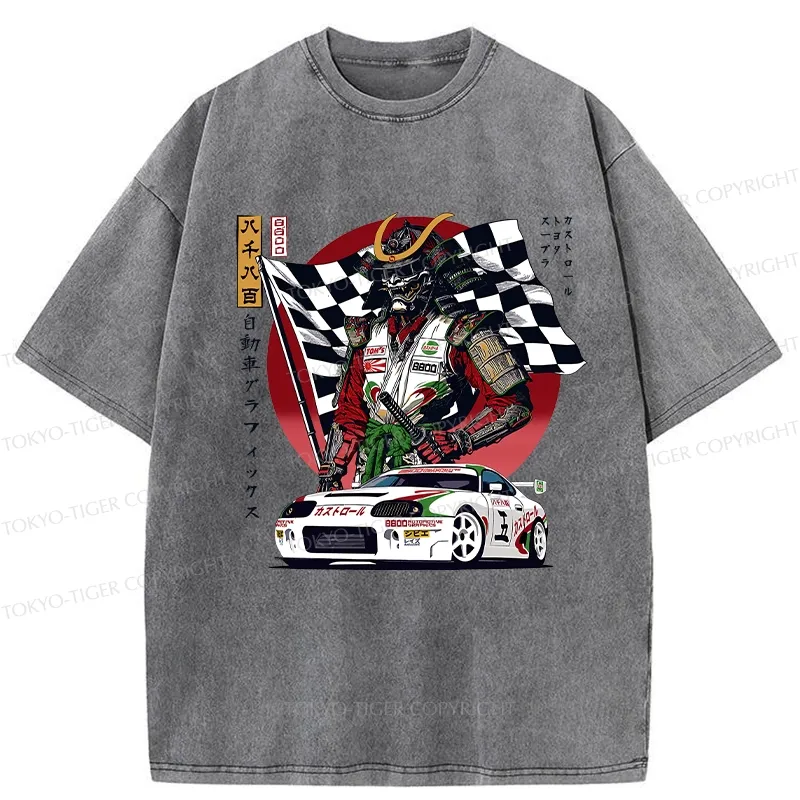 Tokyo-Tiger Samurai Racer Washed T-Shirt