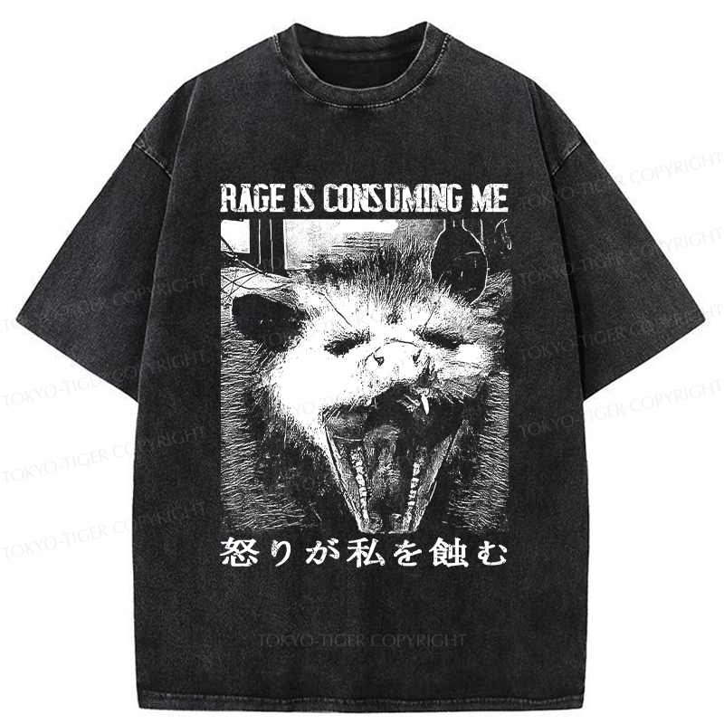 Tokyo-Tiger Rage Is Consuming Me Opossum Washed T-Shirt