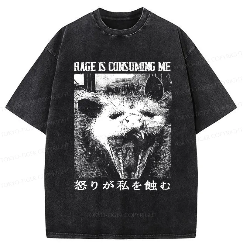 Tokyo-Tiger Rage Is Consuming Me Opossum Washed T-Shirt
