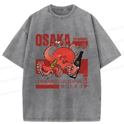 Tokyo-Tiger Osaka Cute Octopus Washed T-Shirt