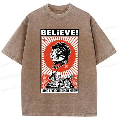 Tokyo-Tiger Long Live Chairman Meow Washed T-Shirt