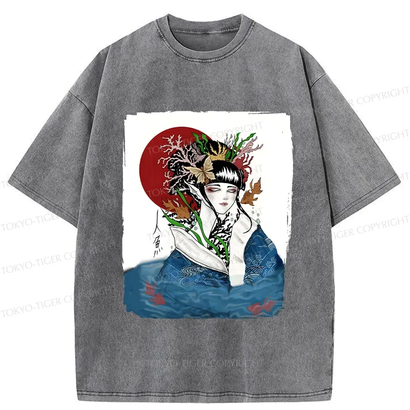 Tokyo-Tiger Japanese Mermaid Washed T-Shirt