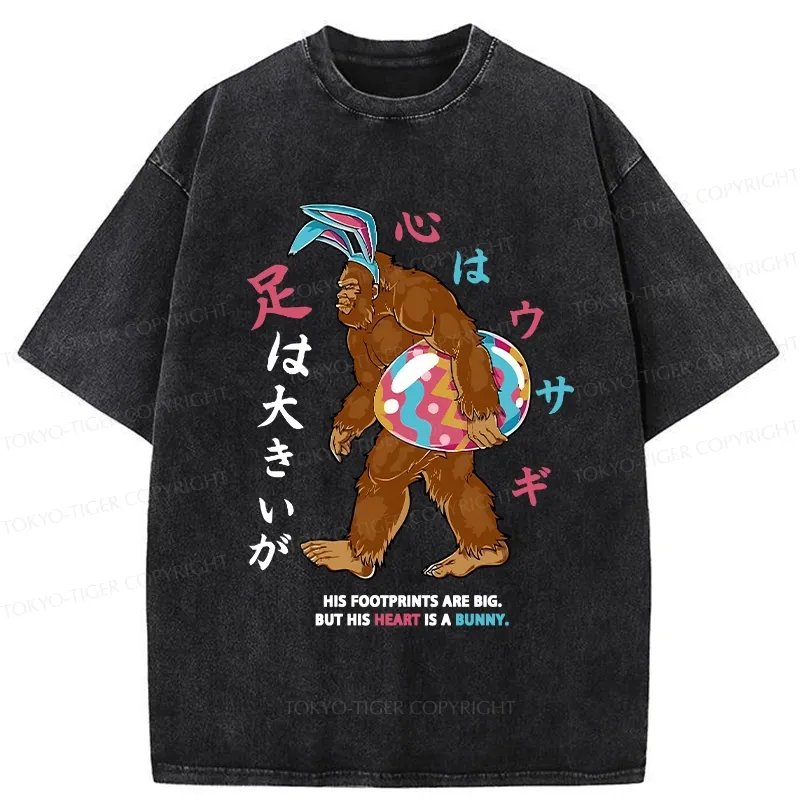 Tokyo-Tiger Funny Easter Bigfoot Bunny Washed T-Shirt