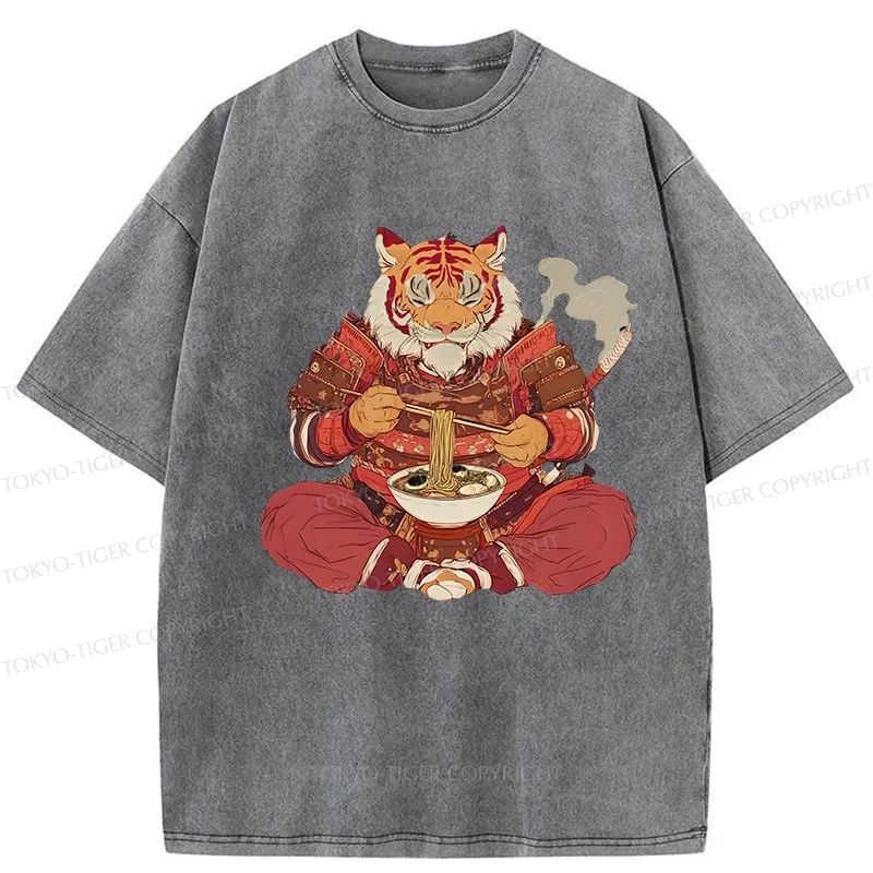 Tokyo-Tiger Ramen Lover Tiger Washed T-Shirt