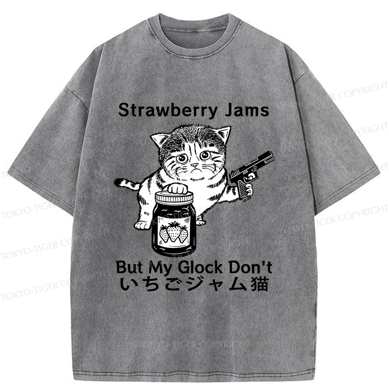 Tokyo-Tiger Strawberry Jam Cat Washed T-Shirt