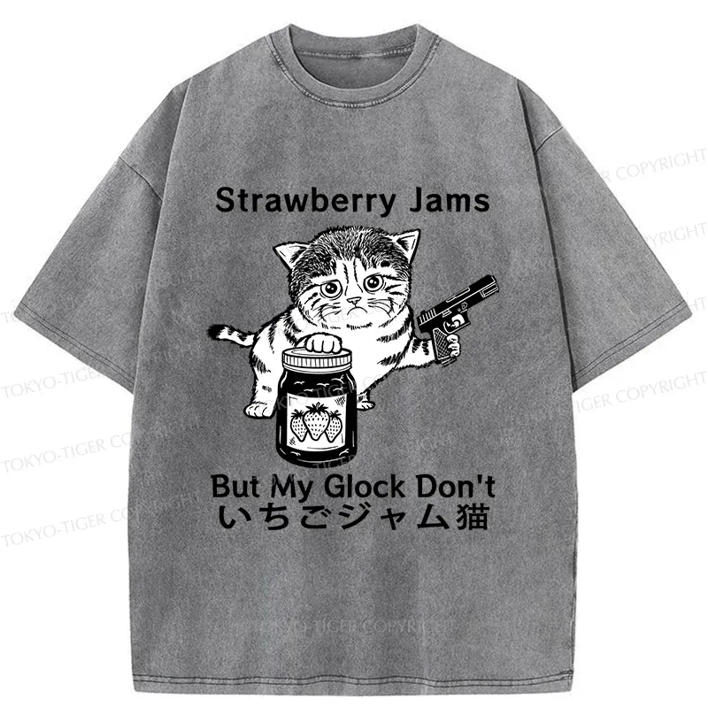 Tokyo-Tiger Strawberry Jam Cat Washed T-Shirt