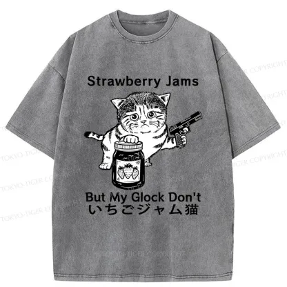 Tokyo-Tiger Strawberry Jam Cat Washed T-Shirt