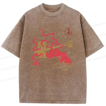 Tokyo-Tiger Giant Octopus Brooklyn Bridge Washed T-Shirt