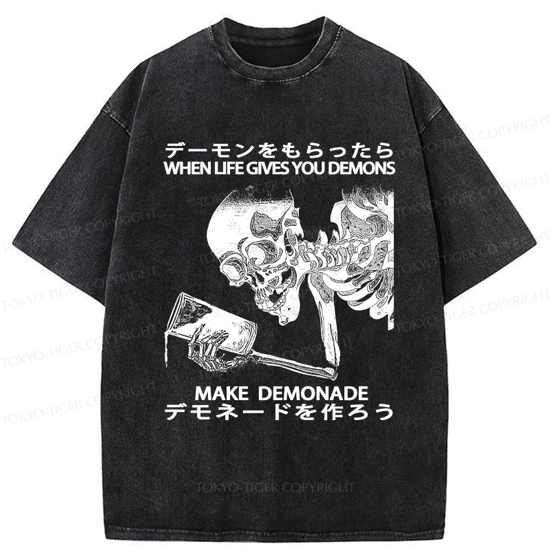 Tokyo-Tiger Make Demonade Funny Washed T-Shirt