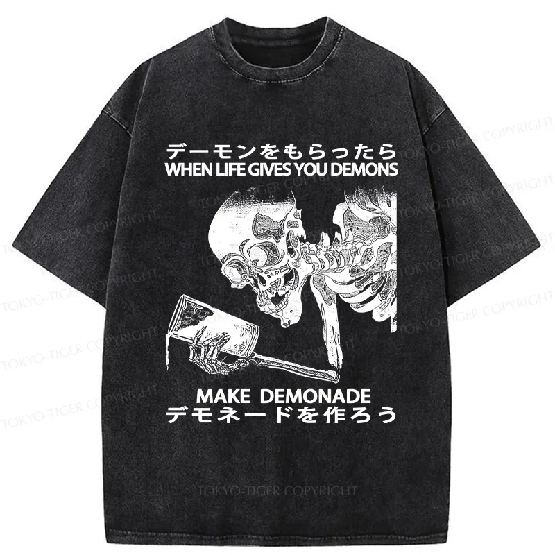 Tokyo-Tiger Make Demonade Funny Washed T-Shirt Sale