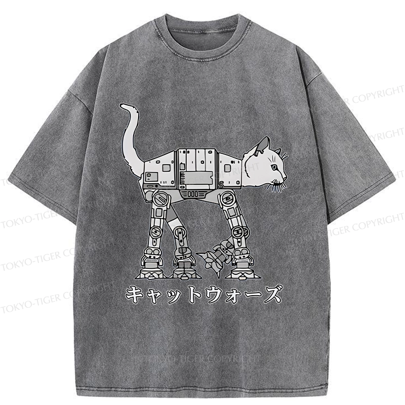 Tokyo-Tiger Cat Wars Washed T-Shirt