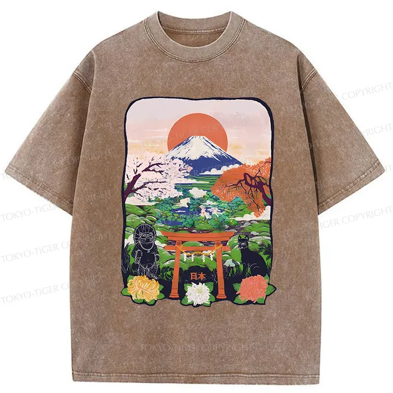 Tokyo-Tiger Japan Attractions Washed T-Shirt