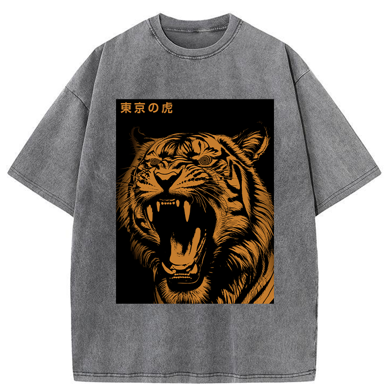Tokyo-Tiger Roaring Tiger Washed T-Shirt