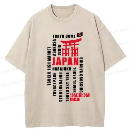Tokyo-Tiger Japan Attractions Collection Washed T-Shirt