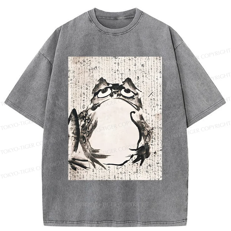 Tokyo-Tiger Retro Japanese frog Washed T-Shirt
