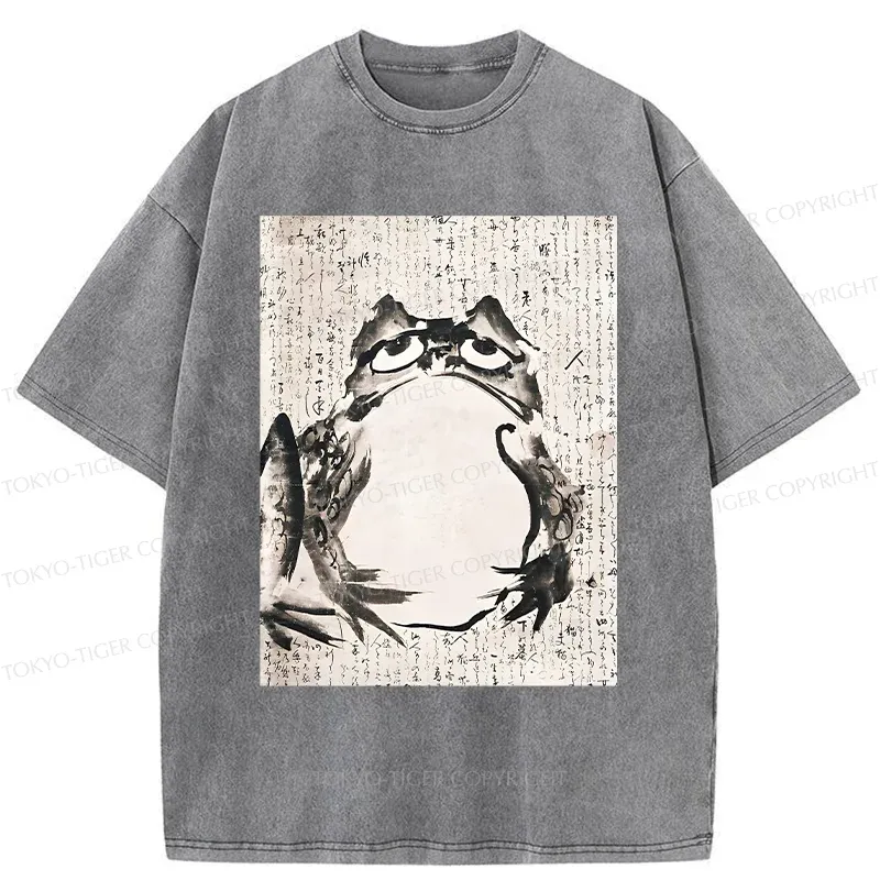 Tokyo-Tiger Retro Japanese frog Washed T-Shirt