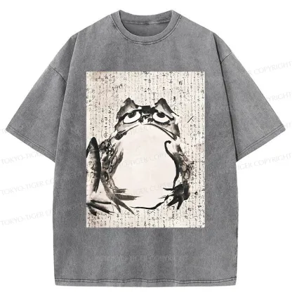 Tokyo-Tiger Retro Japanese frog Washed T-Shirt