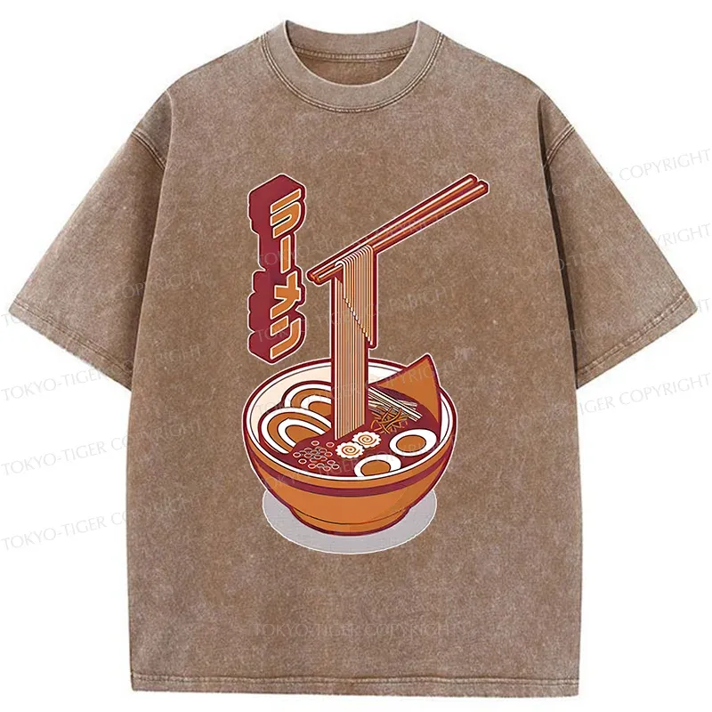 Tokyo-Tiger Retro Japanese Ramen Washed T-Shirt