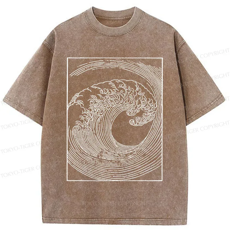 Tokyo-Tiger Minimalist Wave Washed T-Shirt