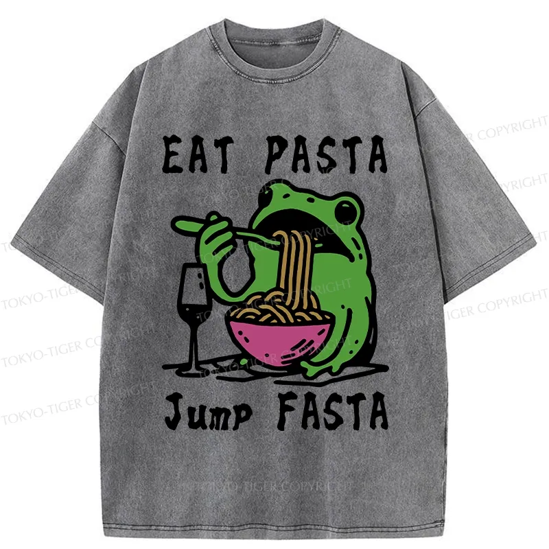 Tokyo-Tiger Eat Pasta Jump Fasta Washed T-Shirt