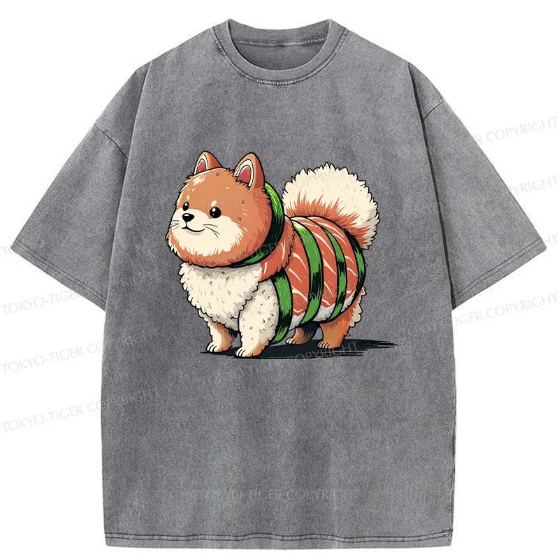 Tokyo-Tiger Japanese Rice Ball Dog Washed T-Shirt