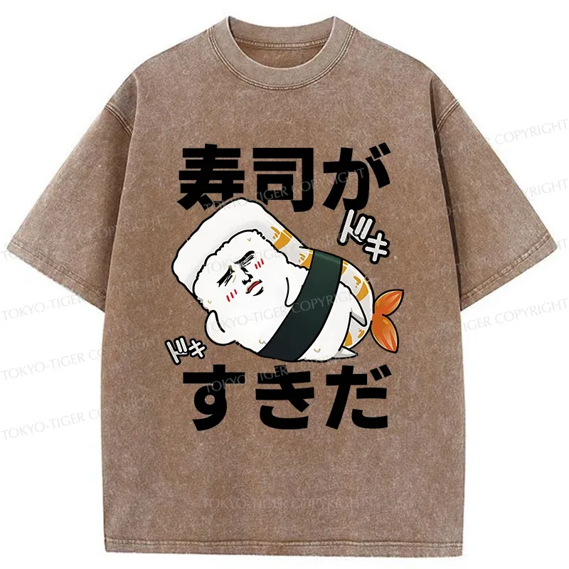 Tokyo-Tiger Interesting sushi Meme Washed T-Shirt