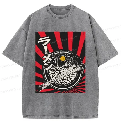Tokyo-Tiger Vintage Ramen Poster Washed T-Shirt