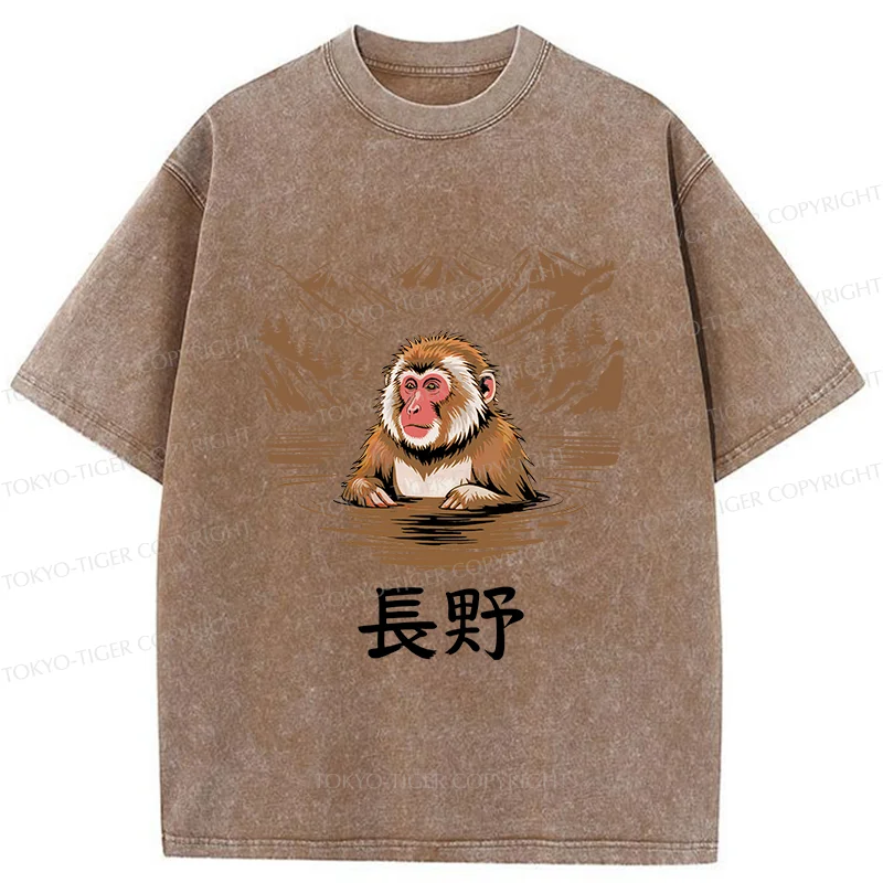 Tokyo-Tiger Monkey In Nagano Washed T-Shirt